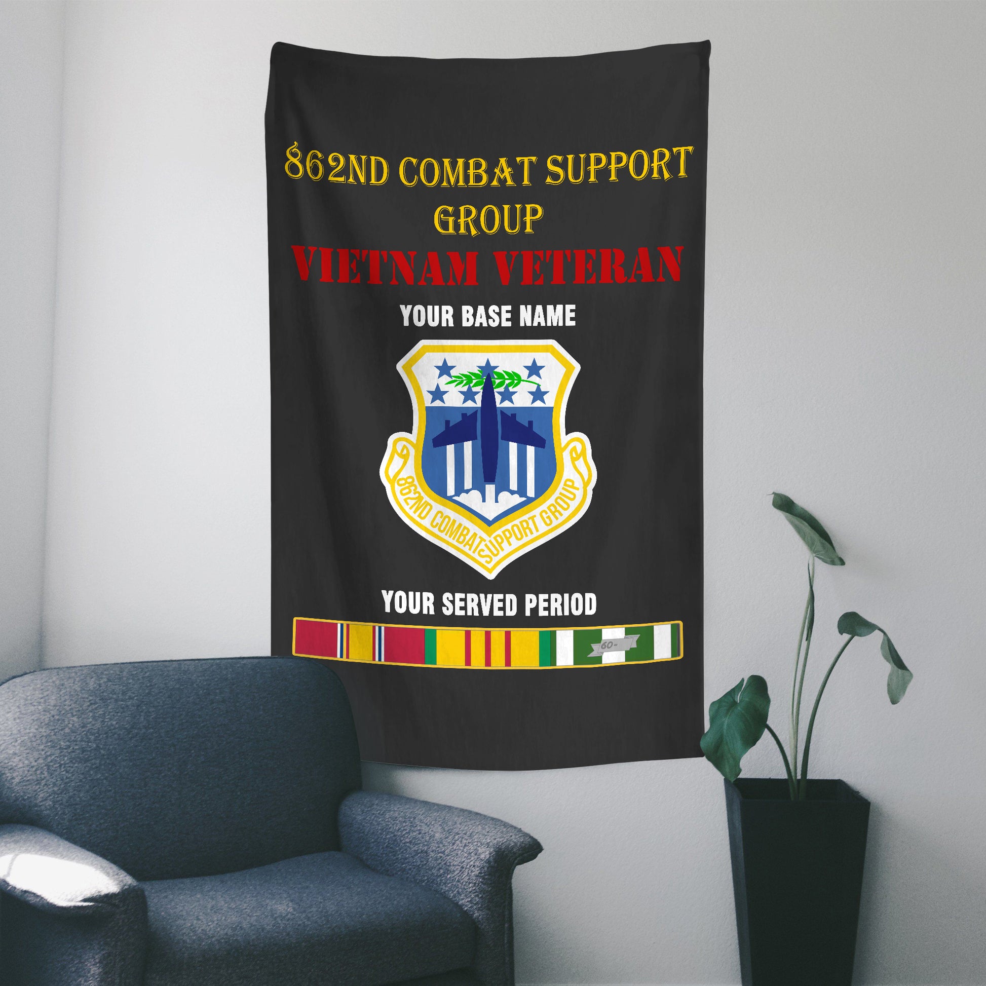 862ND COMBAT SUPPORT GROUP WALL FLAG VERTICAL HORIZONTAL 36 x 60 INCHES WALL FLAG