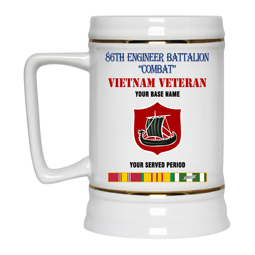 86TH ENGINEER BATTALION COMBAT BEER STEIN 22oz GOLD TRIM BEER STEIN