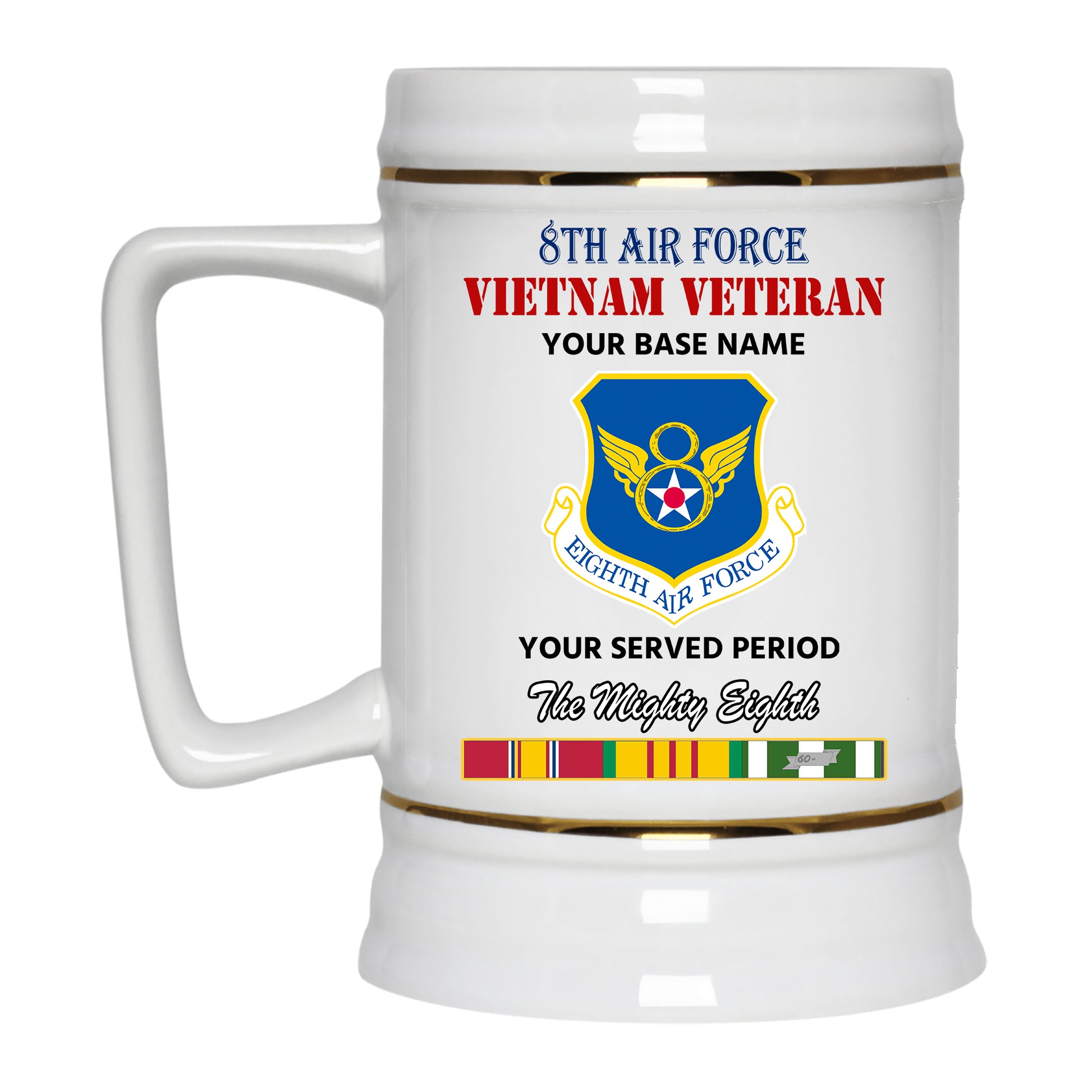 8TH AIR FORCE BEER STEIN 22oz GOLD TRIM BEER STEIN
