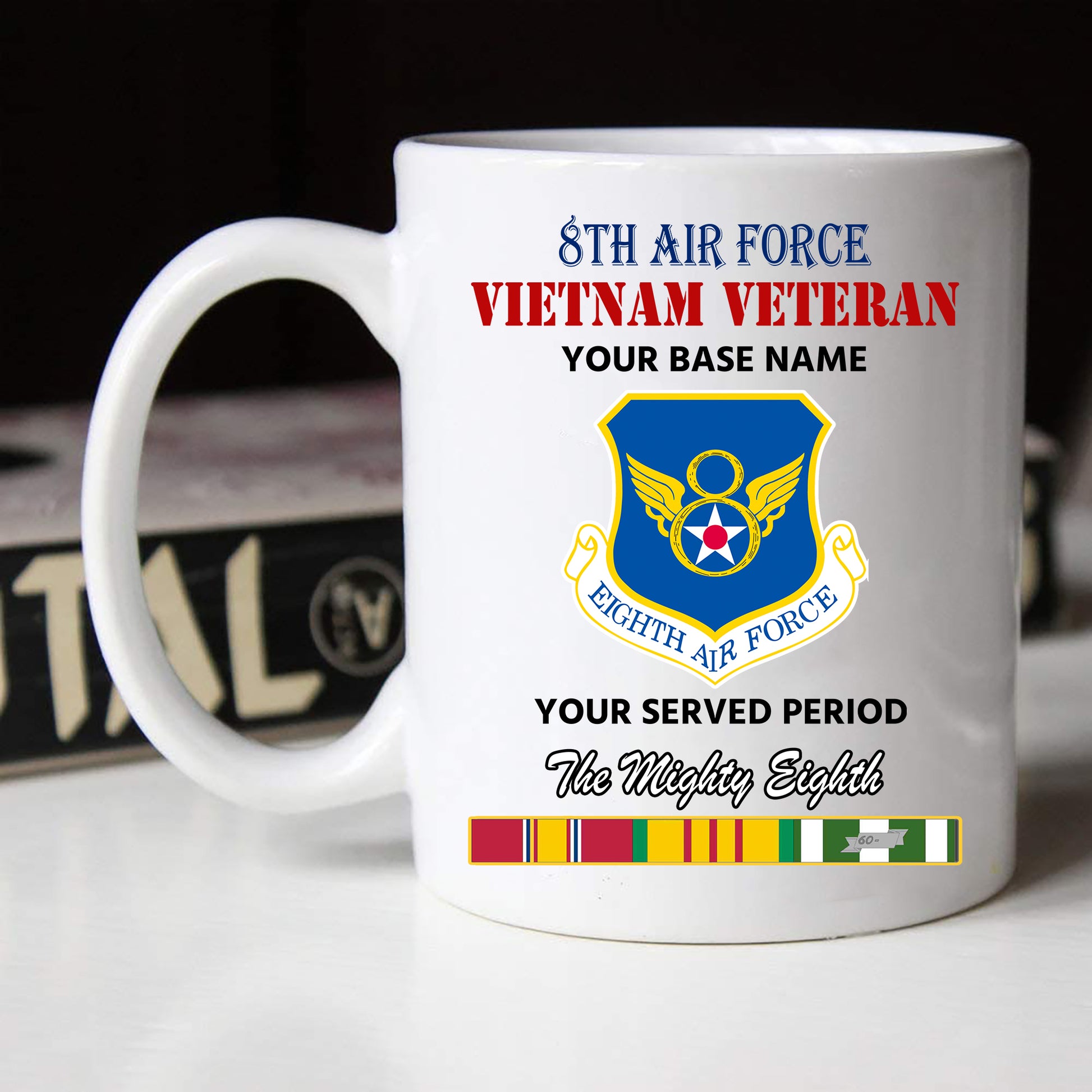 8TH AIR FORCE BLACK WHITE 11oz 15oz COFFEE MUG