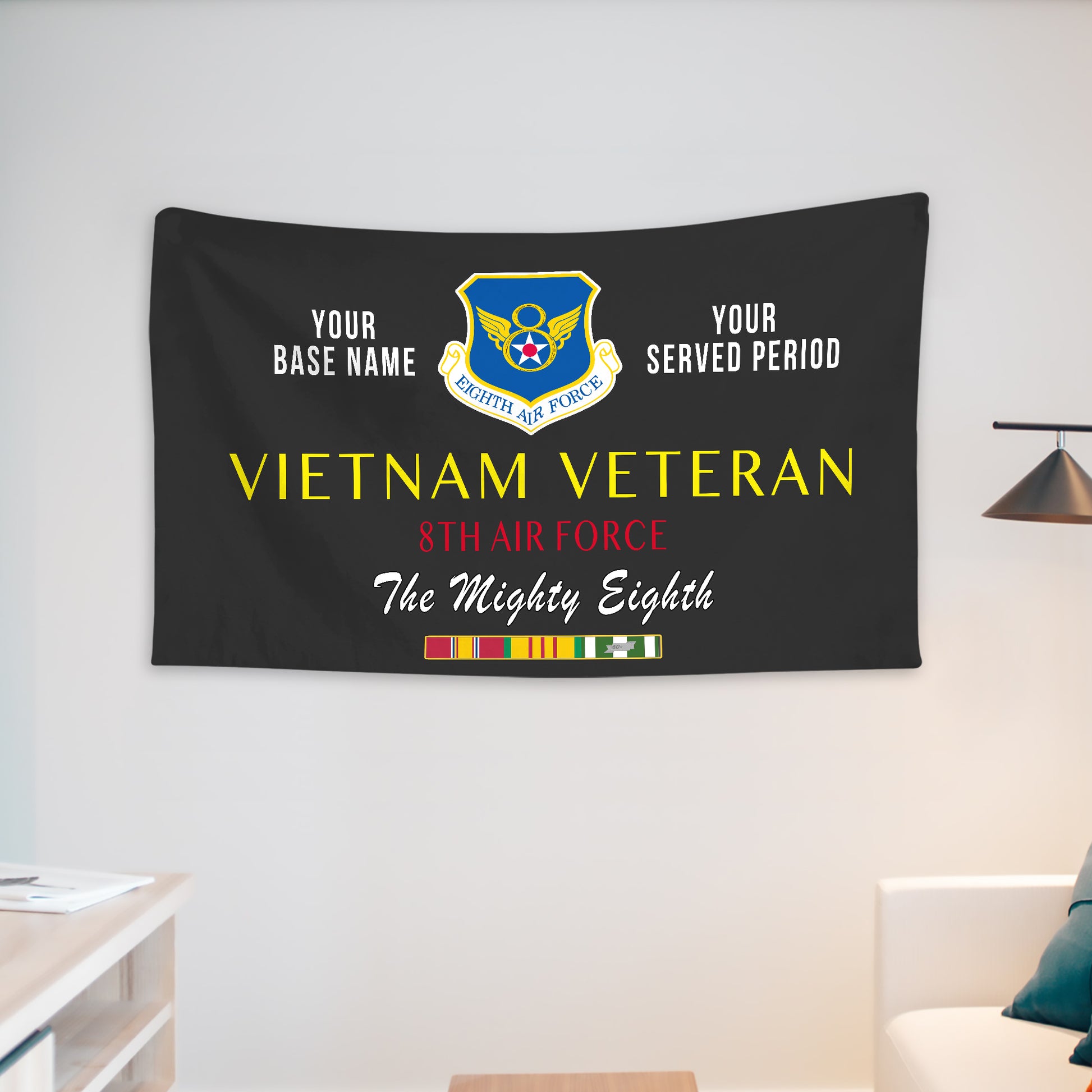 8TH AIR FORCE WALL FLAG VERTICAL HORIZONTAL 36 x 60 INCHES WALL FLAG
