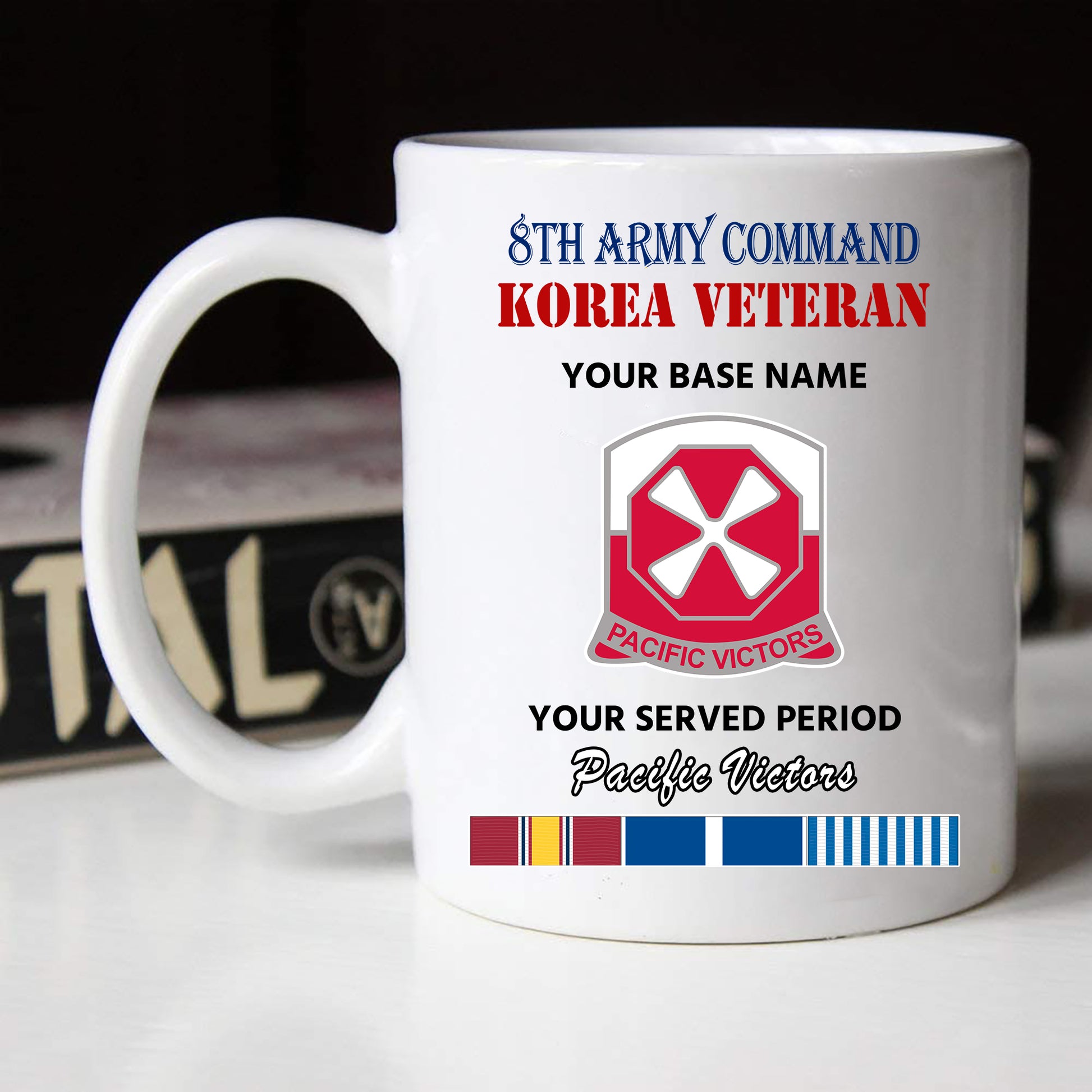 8TH ARMY COMMAND BLACK WHITE 11oz 15oz COFFEE MUG