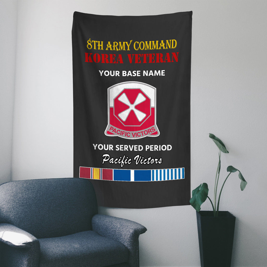 8TH ARMY COMMAND WALL FLAG VERTICAL HORIZONTAL 36 x 60 INCHES WALL FLAG