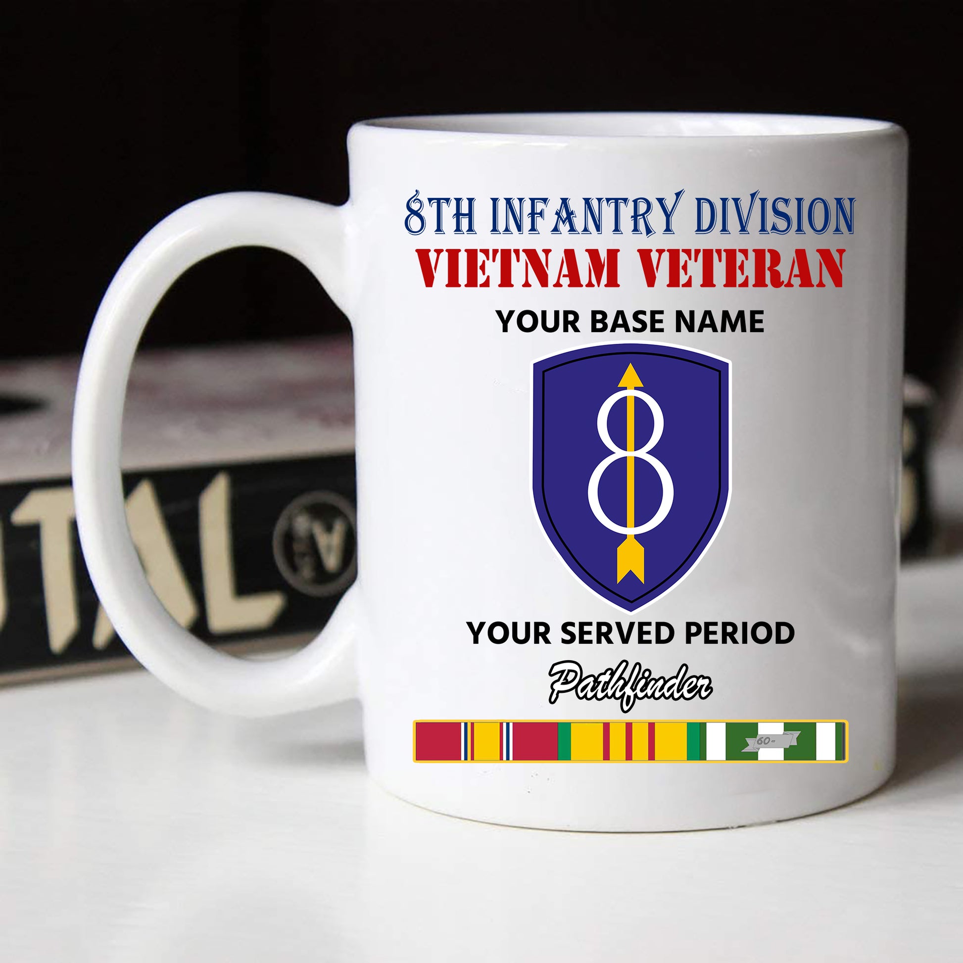 8TH INFANTRY DIVISION BLACK WHITE 11oz 15oz COFFEE MUG