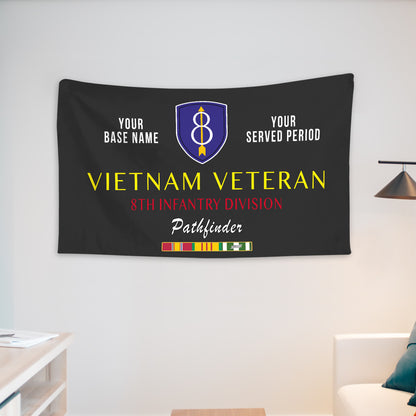 8TH INFANTRY DIVISION WALL FLAG VERTICAL HORIZONTAL 36 x 60 INCHES WALL FLAG