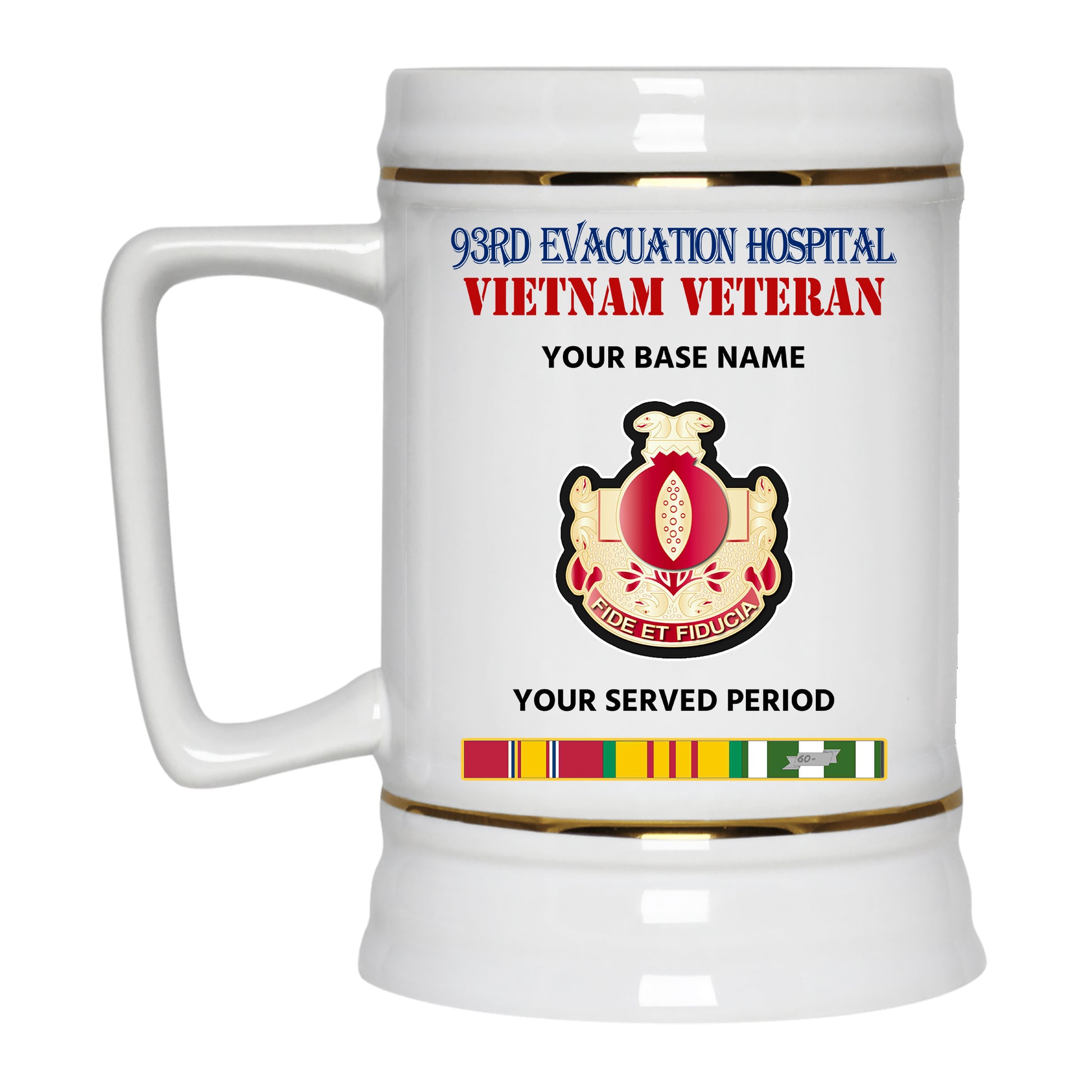 93RD EVACUATION HOSPITAL BEER STEIN 22oz GOLD TRIM BEER STEIN