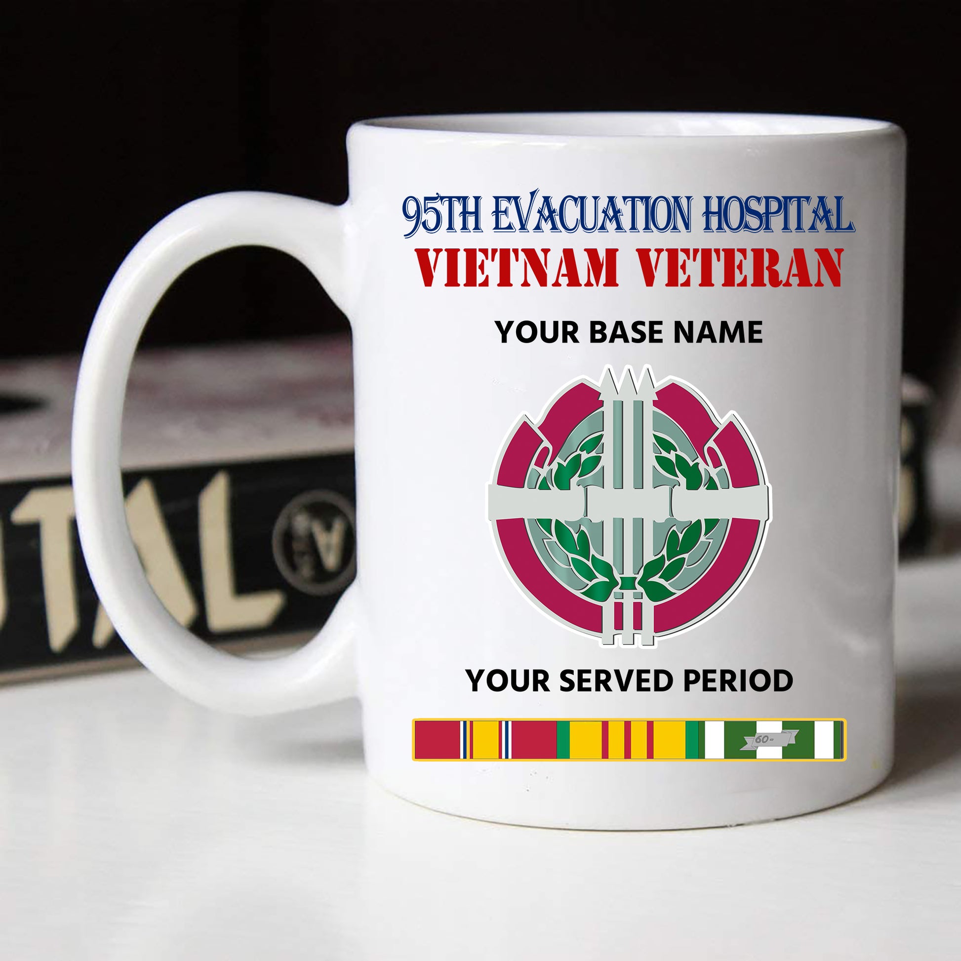95TH EVACUATION HOSPITAL BLACK WHITE 11oz 15oz COFFEE MUG