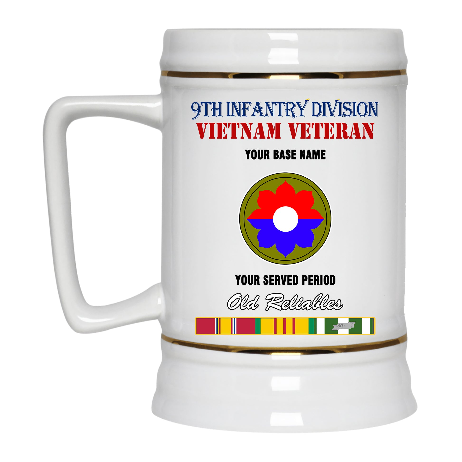 9TH INFANTRY DIVISION BEER STEIN 22oz GOLD TRIM BEER STEIN