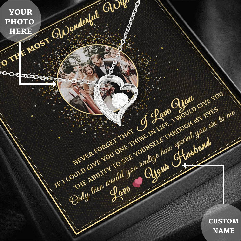 TO THE MOST WONDERFUL WIFE - PERSONALIZE NAME & PHOTO NECKLACE