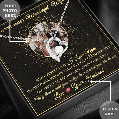 TO THE MOST WONDERFUL WIFE - PERSONALIZE NAME & PHOTO NECKLACE
