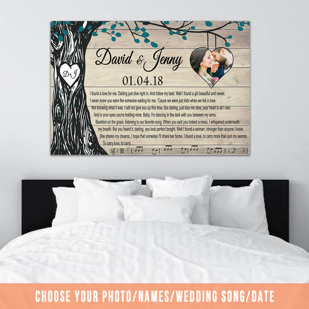 Custom Photo, Wedding Song, Names & Date - Meaningful Gift For Your Love! - Premium Canvas, Poster