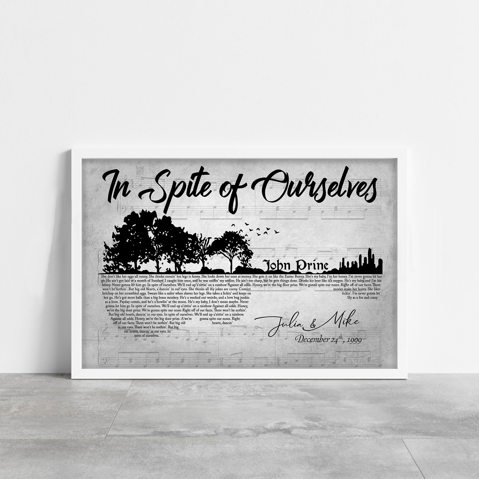 Personalized Wedding Song/First Dance Lyrics - Premium Canvas, Poster