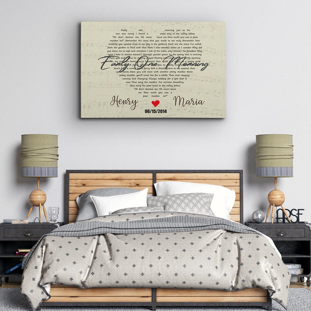 Heart Shaped Wedding Song Lyrics, Names & Date - Premium Personalize Canvas, Poster