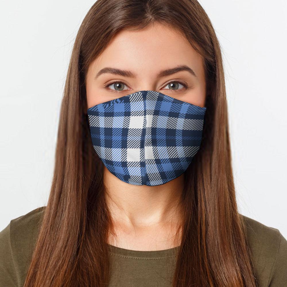 Blue White Plaid - Cloth Face Mask 1 pcs, 3 pcs, 6 pcs, 10 pcs
