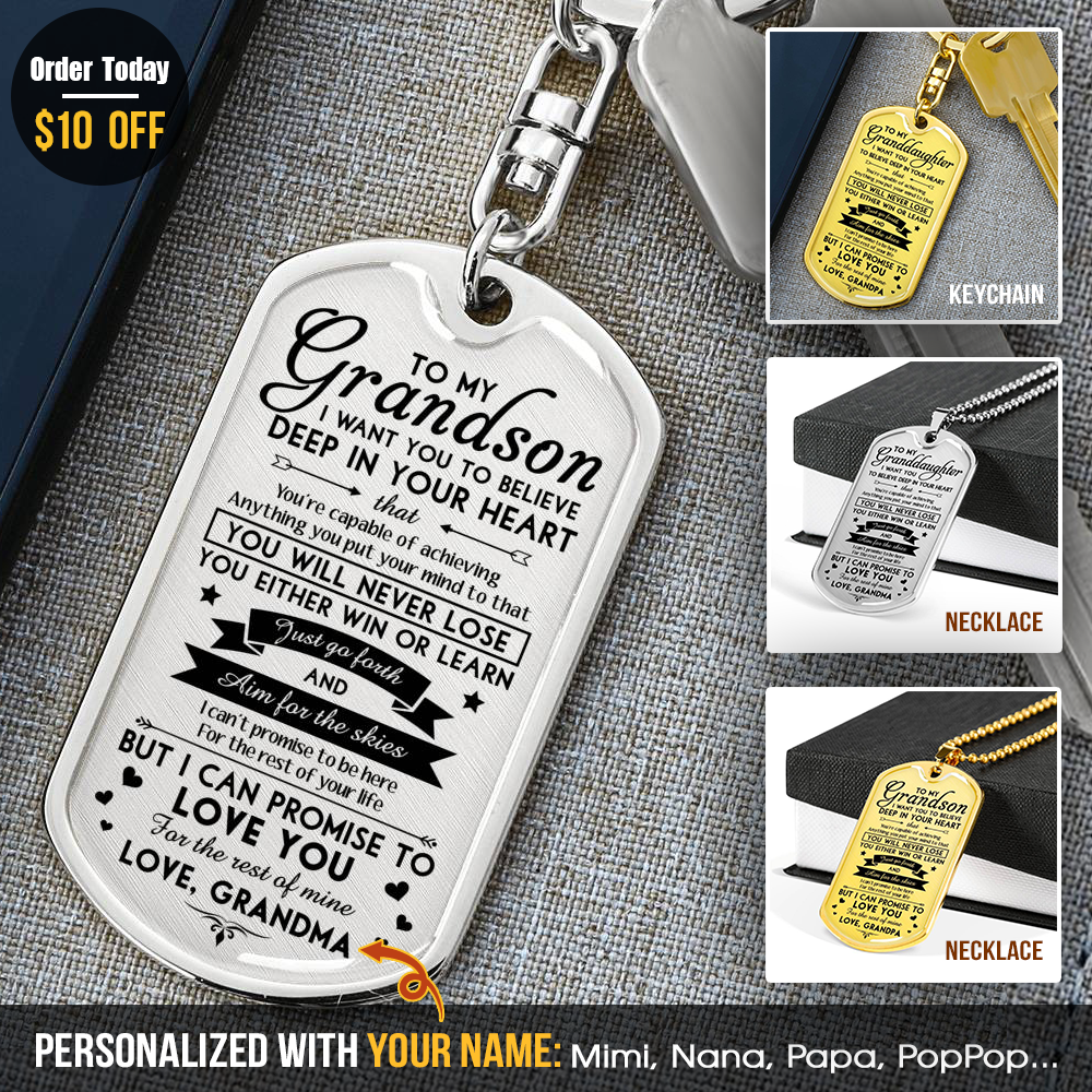 Personalized Dog Tag Keychain/Necklace - Meaningful Gift For Your Grandchildren
