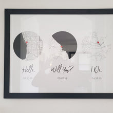 Load image into Gallery viewer, Hello, Will You, I Do, Map Art Print, Anniversary Wedding Gift - Premium Canvas, Poster