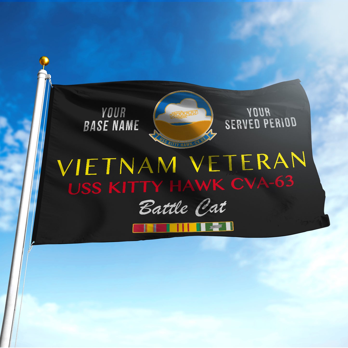 USS KITTY HAWK CVA-63 DOUBLE-SIDED PRINTED 30"x40" FLAG