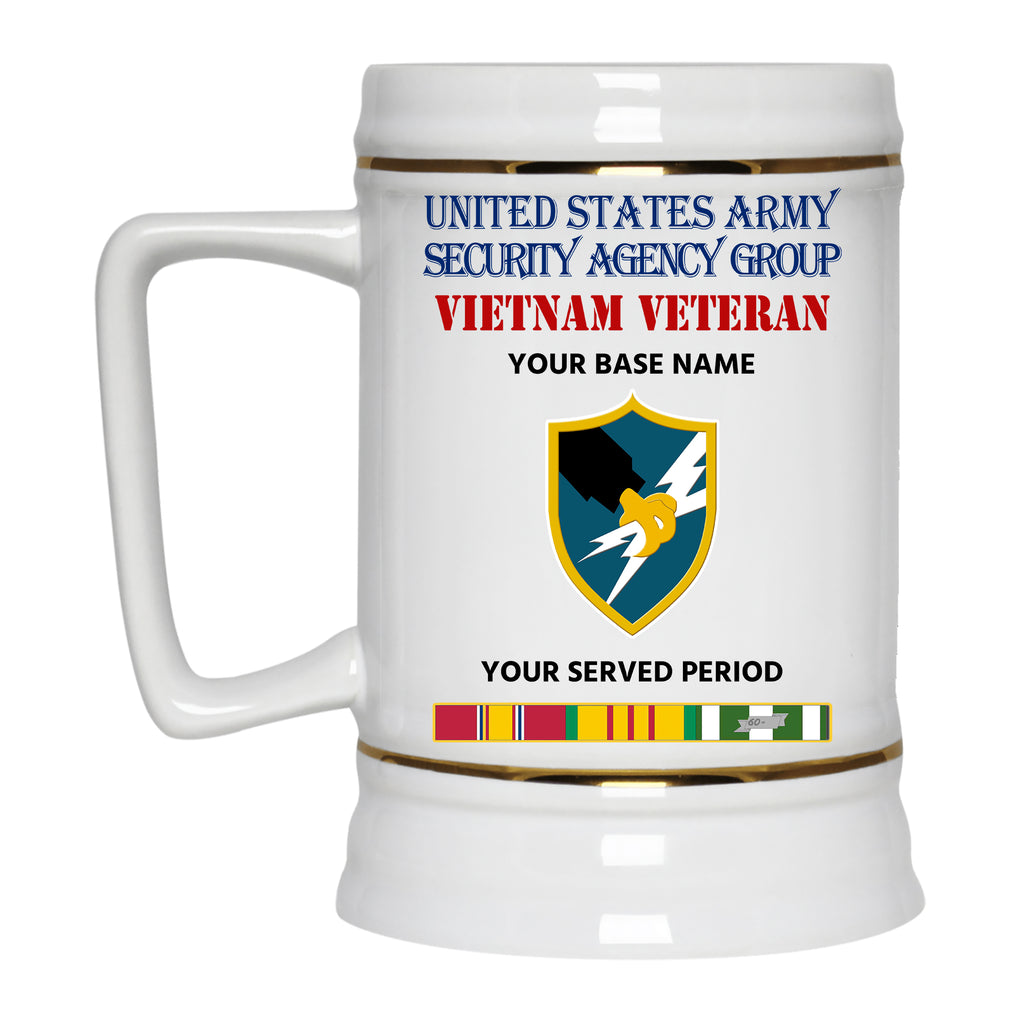 ARMY SECURITY AGENCY BEER STEIN 22oz GOLD TRIM BEER STEIN