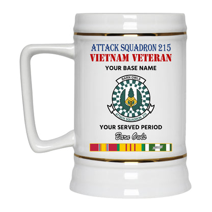ATTACK SQUADRON 215 BEER STEIN 22oz GOLD TRIM BEER STEIN