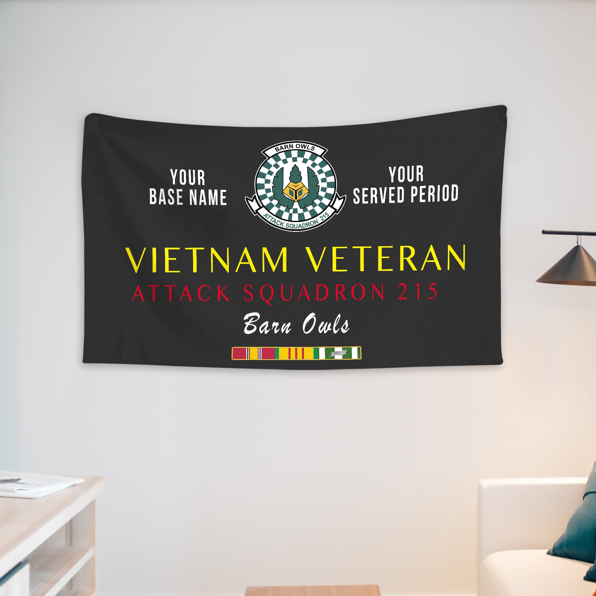 ATTACK SQUADRON 215 WALL FLAG VERTICAL HORIZONTAL 36 x 60 INCHES WALL FLAG