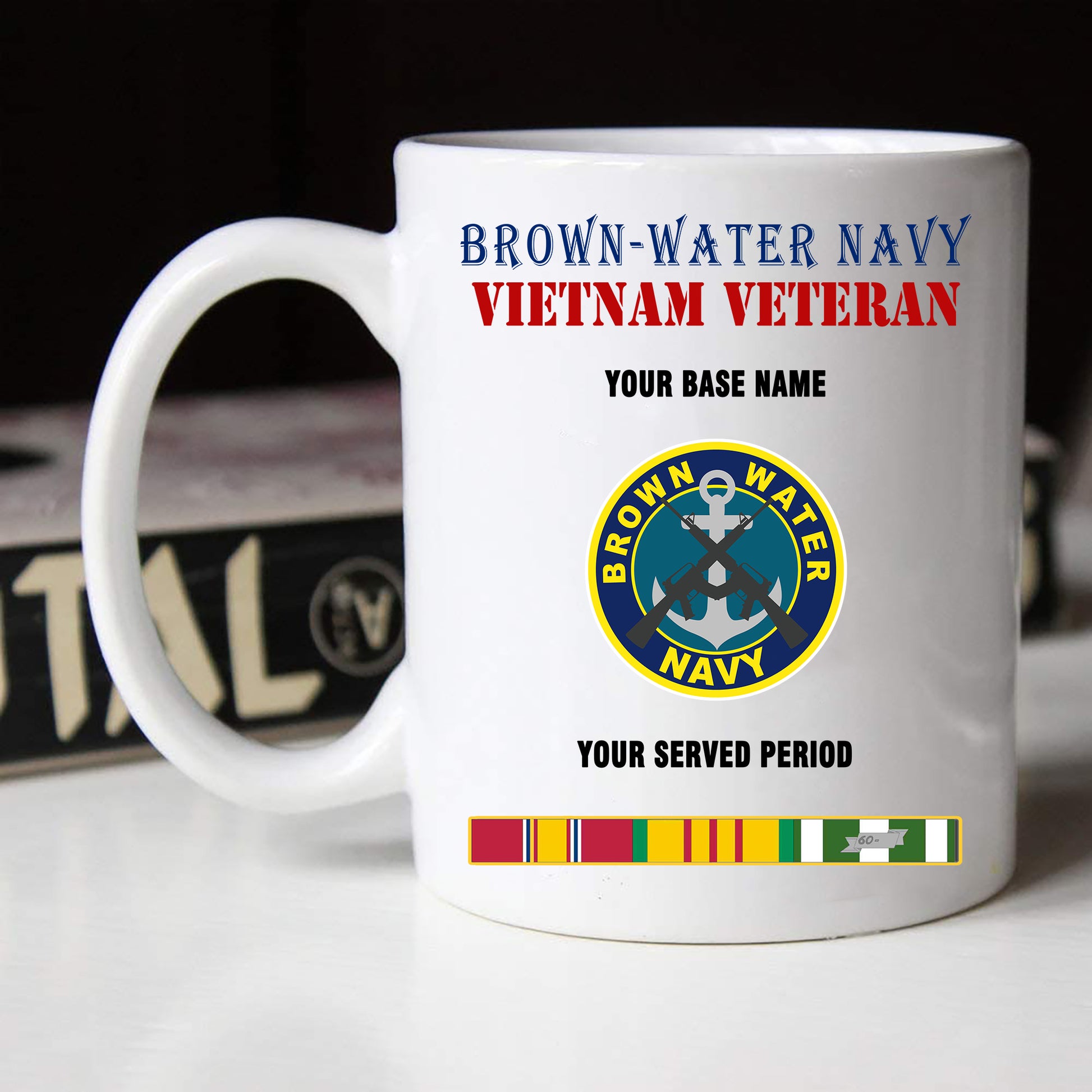 BROWN WATER NAVY BLACK WHITE 11oz 15oz COFFEE MUG