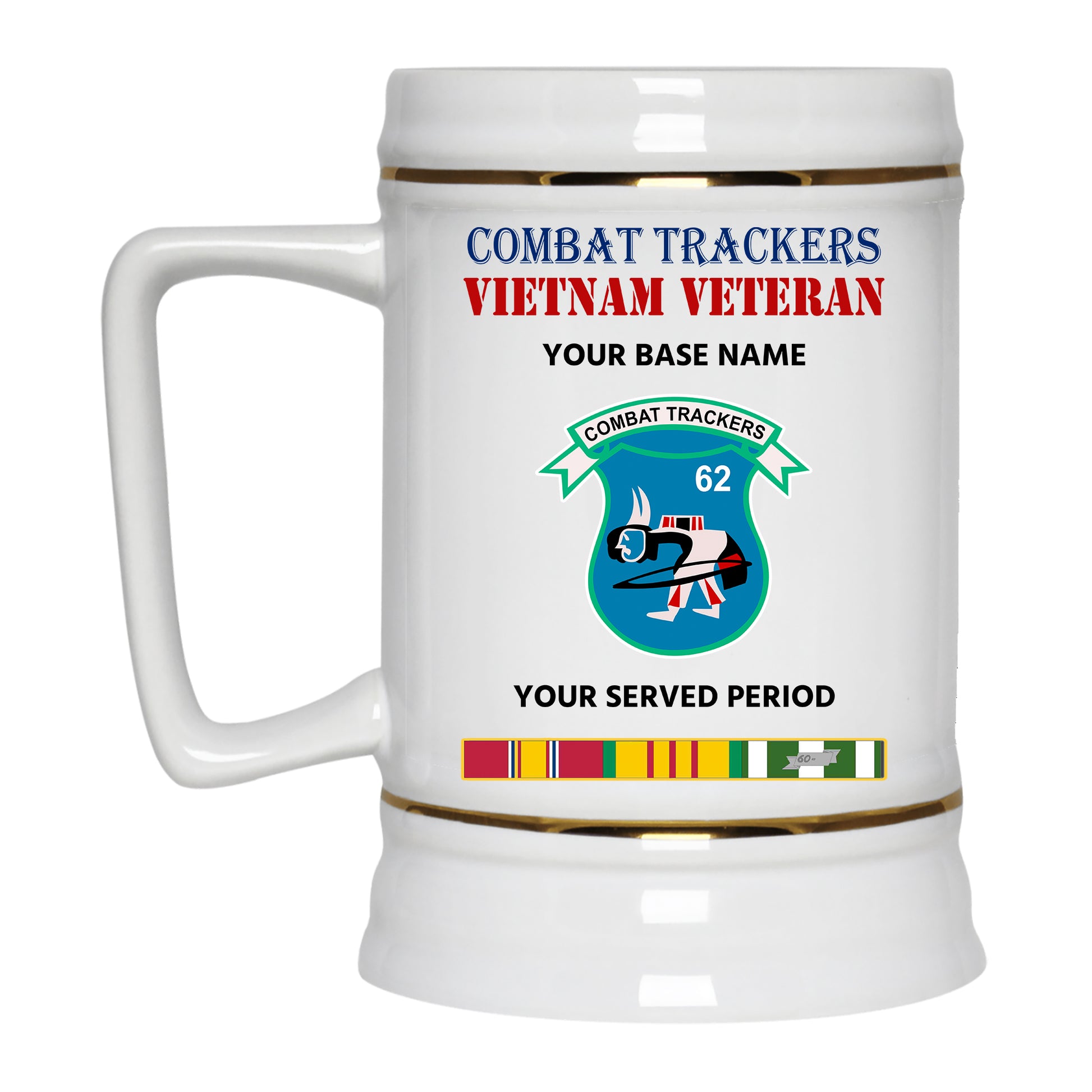 COMBAT TRACKERS BEER STEIN 22oz GOLD TRIM BEER STEIN