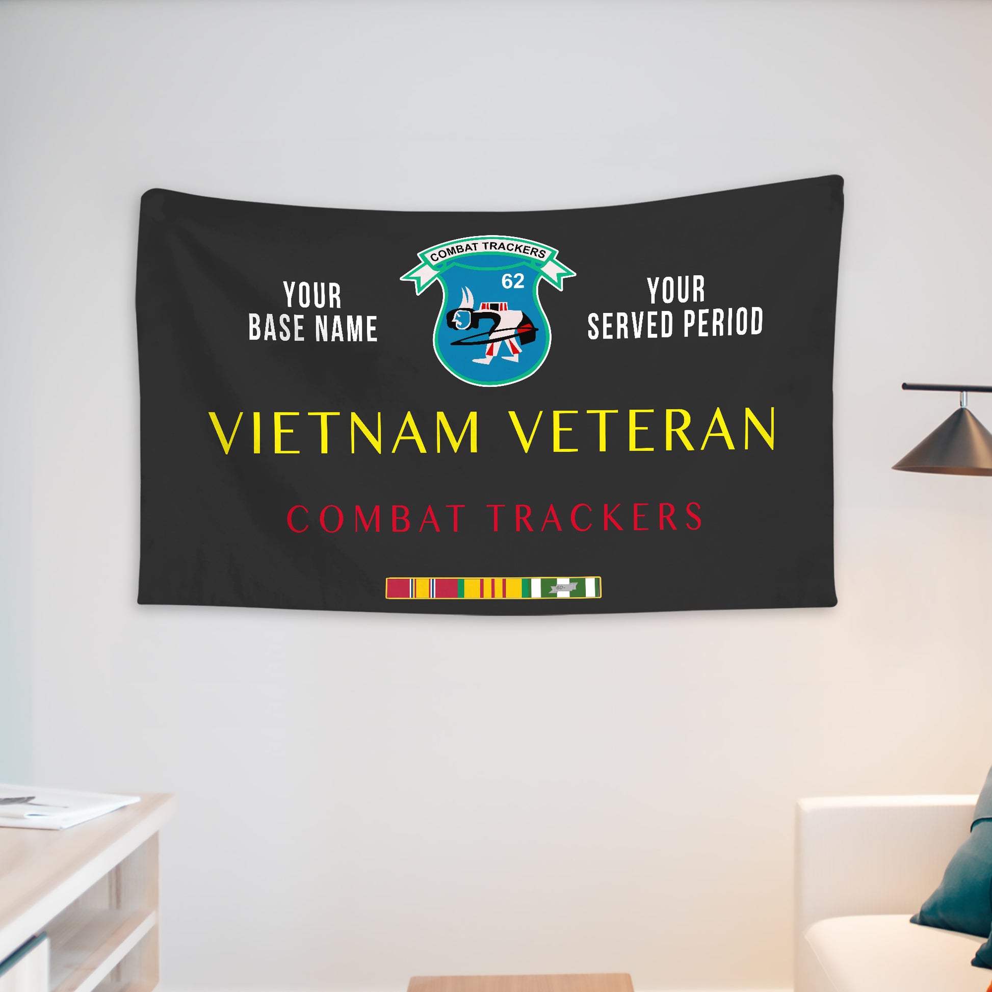 COMBAT TRACKERS WALL FLAG VERTICAL HORIZONTAL 36 x 60 INCHES WALL FLAG