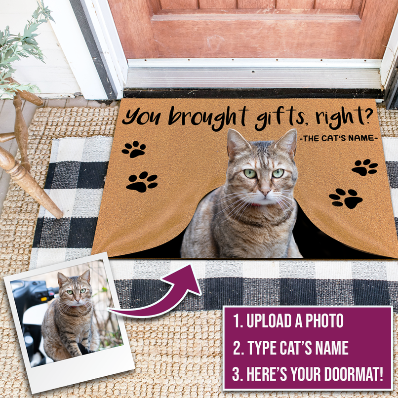 YOU BROUGHT GIFTS, RIGHT? CUSTOM FUNNY PET DOORMAT