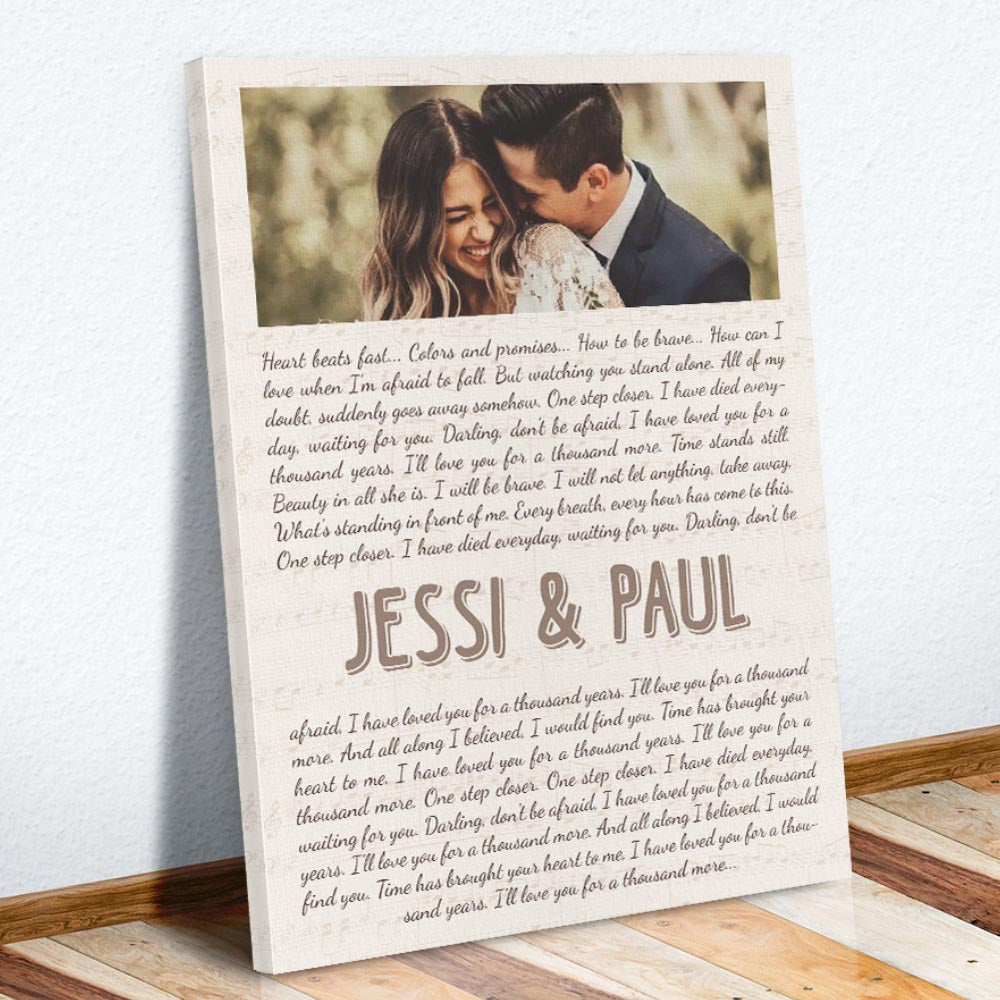Personalize Wedding Song Lyrics, Photo, Names & Date - Premium Canvas, Poster