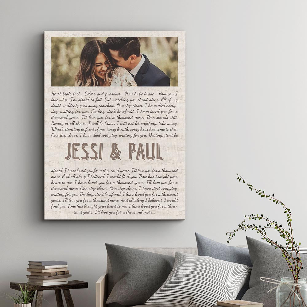 Personalize Wedding Song Lyrics, Photo, Names & Date - Premium Canvas, Poster