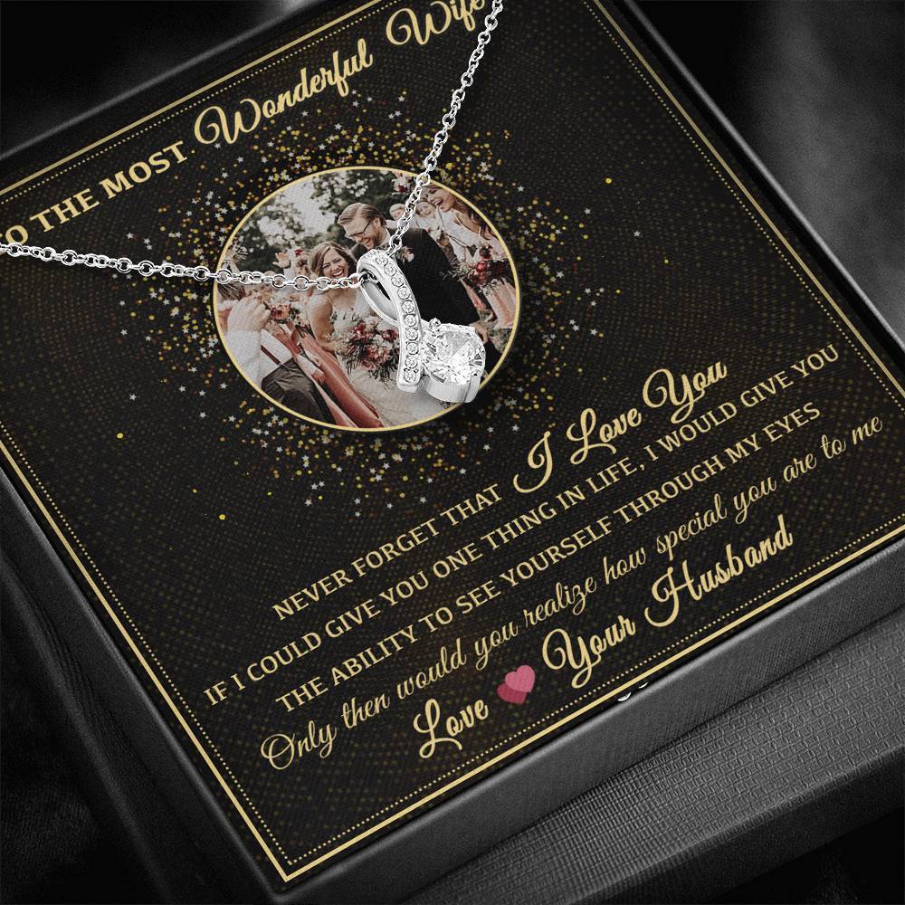 TO THE MOST WONDERFUL WIFE - PERSONALIZE NAME & PHOTO NECKLACE
