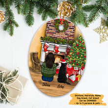 Load image into Gallery viewer, Personalized Dog Christmas Ceramic Ornament Gifts For Dog Lovers, Printed on BOTH Side, DOG And COUPLE, Custom Dog Name Christmas Ornament