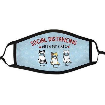 Social Distancing With Cats Personalized Cloth Face Mask
