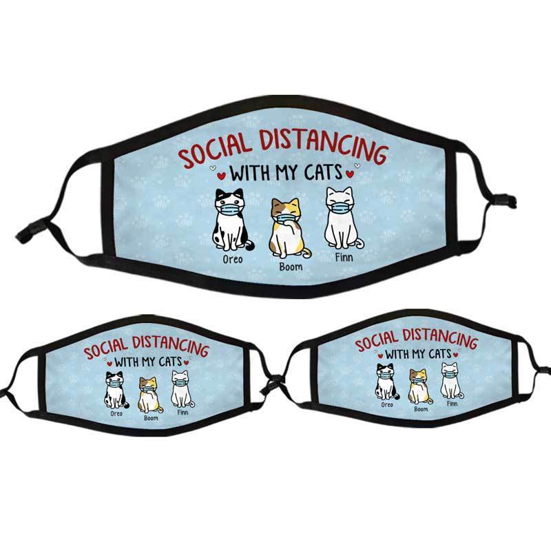Social Distancing With Cats Personalized Cloth Face Mask