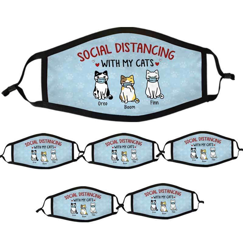 Social Distancing With Cats Personalized Cloth Face Mask