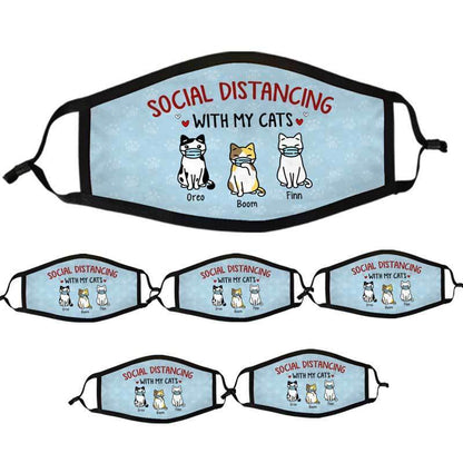 Social Distancing With Cats Personalized Cloth Face Mask