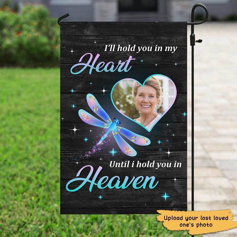 Hold You In Our Hearts Memorial Personalized Garden Flag 12"x18"