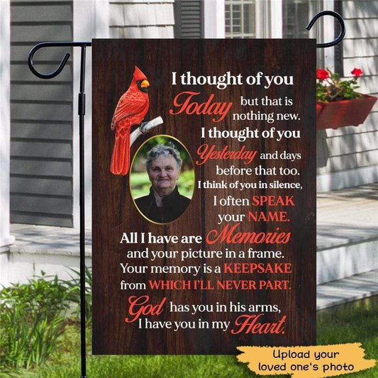 Thought Of You Today Memorial Personalized Garden Flag 12"x18"