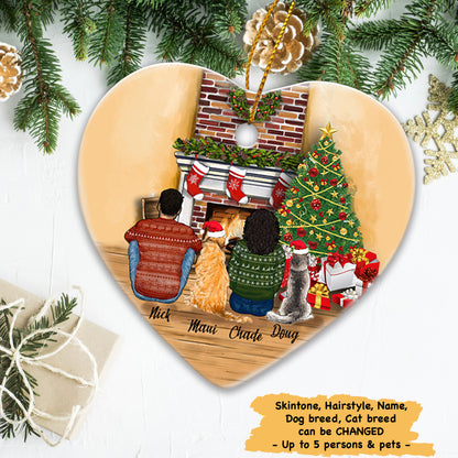 Personalized Dog Christmas Ceramic Ornament Gifts For Dog Lovers, Printed on BOTH Side, DOG And COUPLE, Custom Dog Name Christmas Ornament