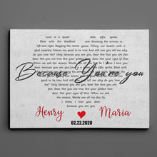 Load image into Gallery viewer, Heart Shaped Wedding Song Lyrics, Names &amp; Date - Premium Personalize Canvas, Poster