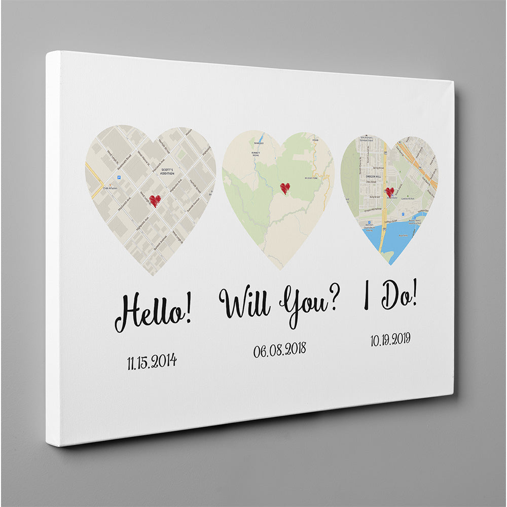 Hello – Will You – I Do – Standard Style – Premium Map Canvas, Poster