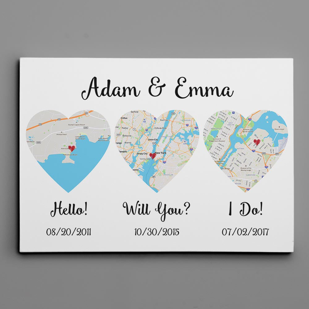Hello – Will You – I Do – Standard Style – Premium Map Canvas, Poster