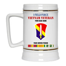Load image into Gallery viewer, I FIELD FORCE BEER STEIN 22oz GOLD TRIM BEER STEIN