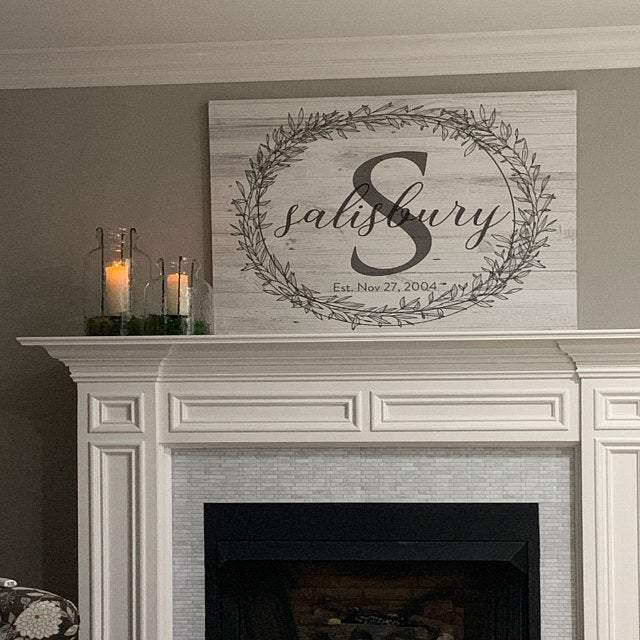 Family Monogram • Last Name Sign • Personalized Year Established Sign • Premium Canvas, Poster