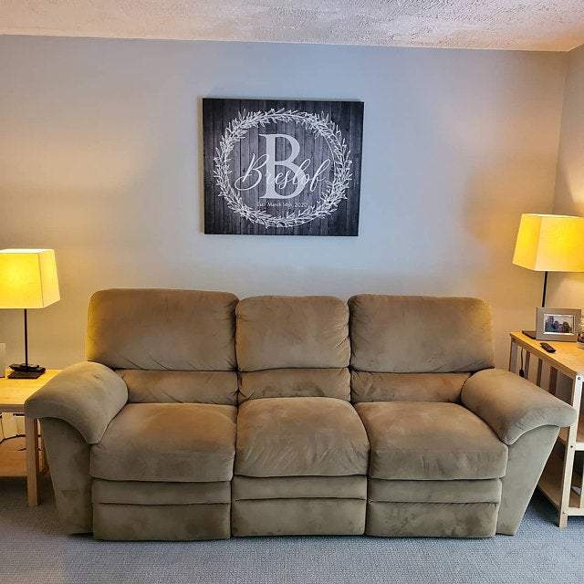 Family Monogram • Last Name Sign • Personalized Year Established Sign • Premium Canvas, Poster