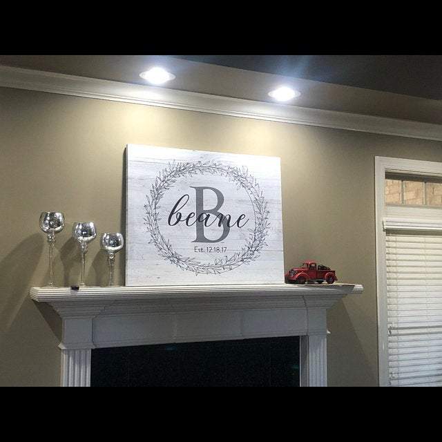 Family Monogram • Last Name Sign • Personalized Year Established Sign • Premium Canvas, Poster
