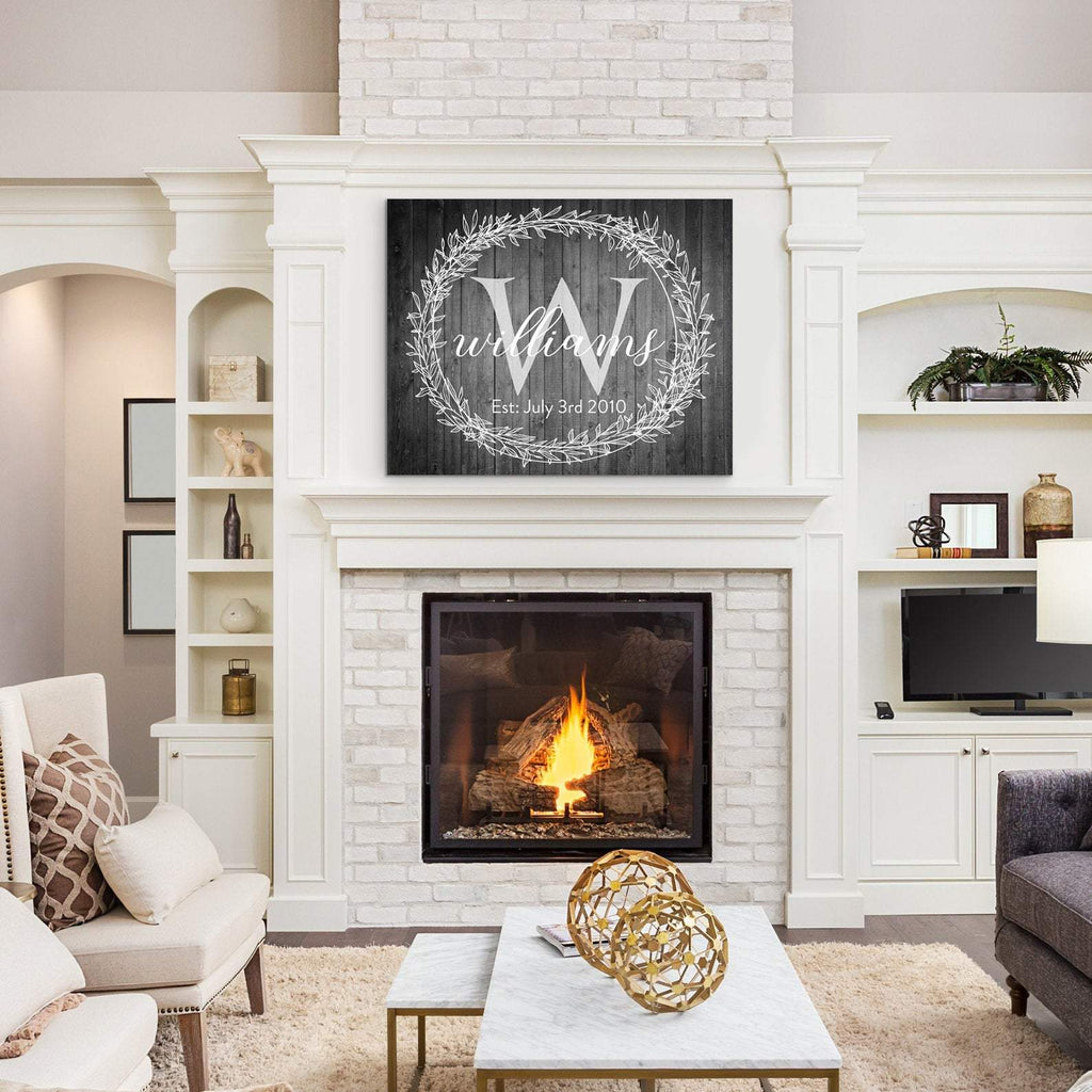 Family Monogram • Last Name Sign • Personalized Year Established Sign • Premium Canvas, Poster