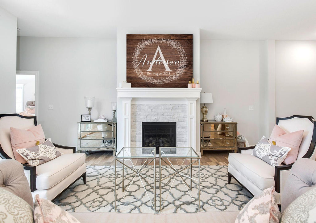 Family Monogram • Last Name Sign • Personalized Year Established Sign • Premium Canvas, Poster