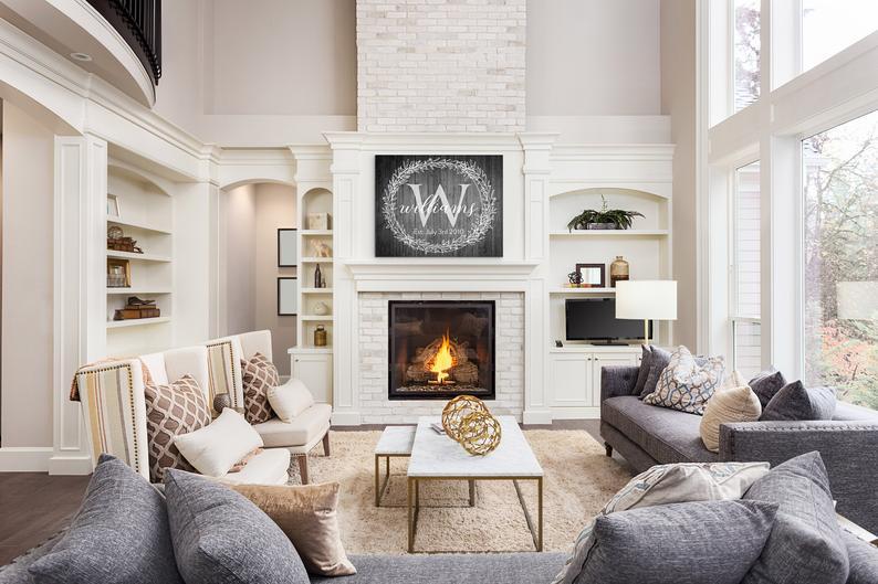 Family Monogram • Last Name Sign • Personalized Year Established Sign • Premium Canvas, Poster