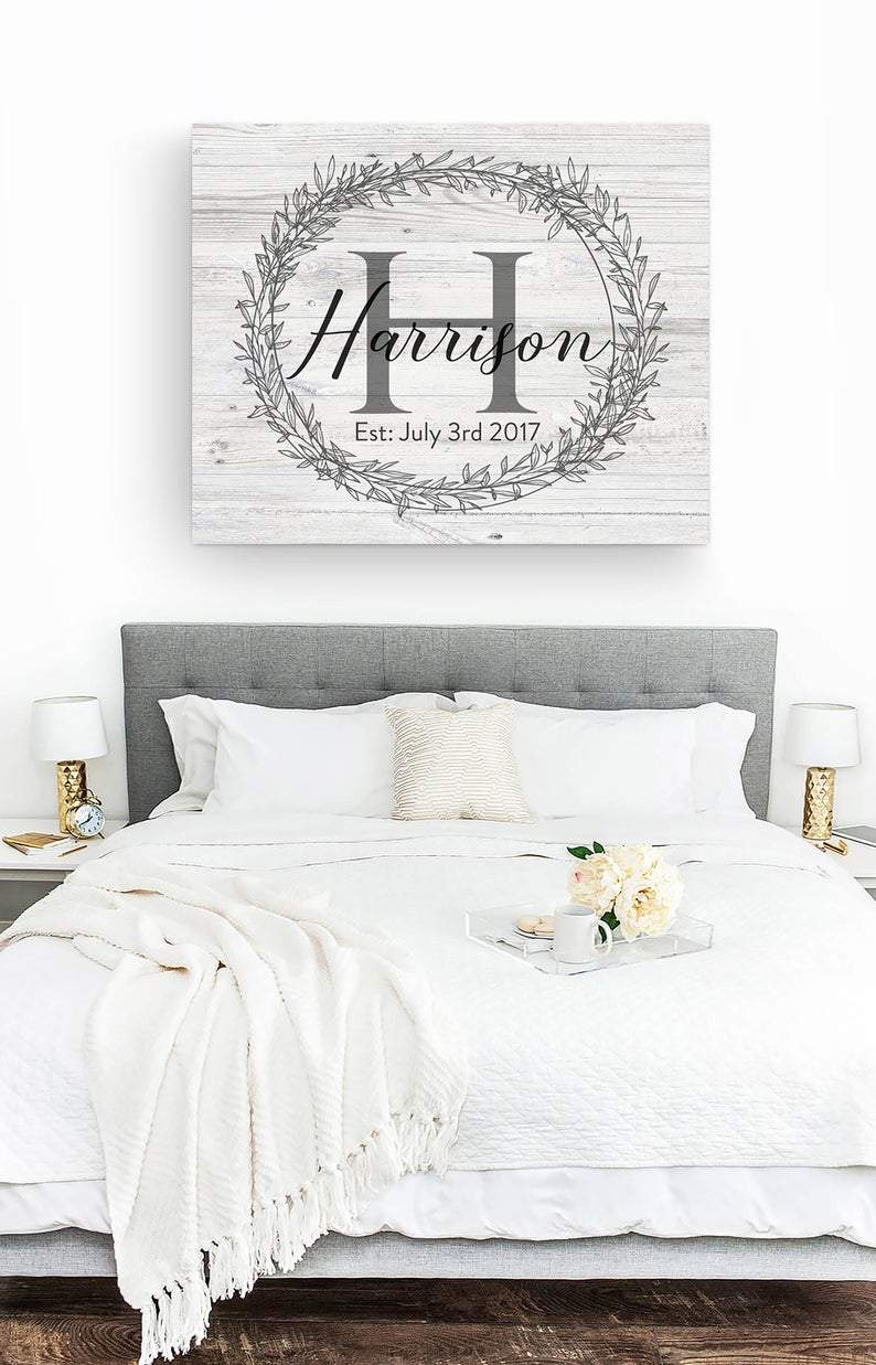 Family Monogram • Last Name Sign • Personalized Year Established Sign • Premium Canvas, Poster